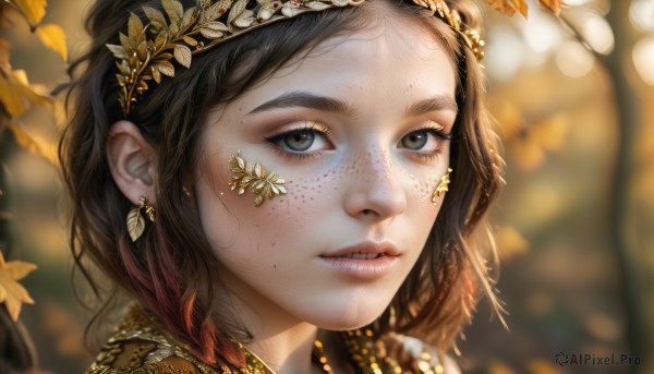 The timeless beauty of a female in a bold autumn