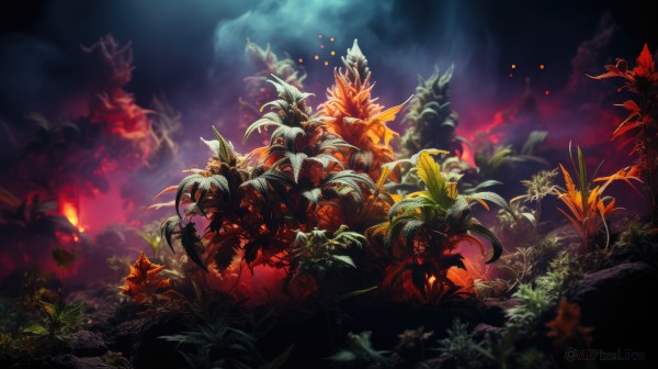 A unique subject in a dynamic fiery outdoors