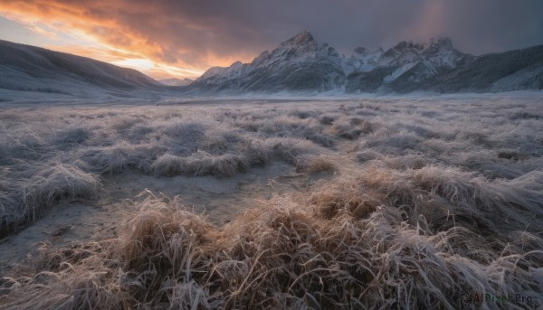 A landscape set against the backdrop of a captivating snowy outdoors