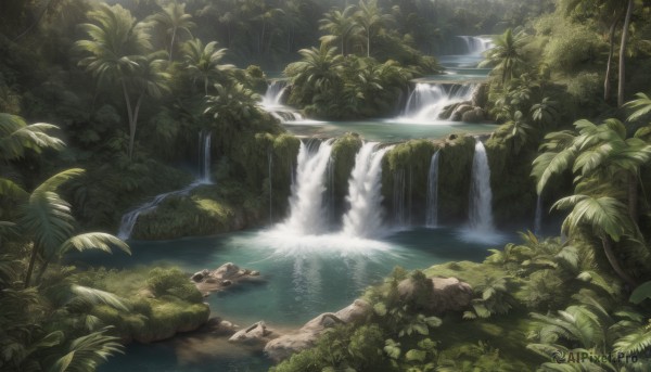 The majestic beauty of a waterfall set within a calm day