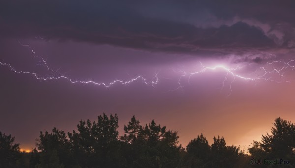 outdoors,sky,cloud,tree,no humans,cloudy sky,nature,scenery,forest,sunset,mountain,sun,electricity,lightning,dark,landscape