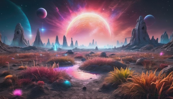 The majestic beauty of a landscape set within a calm outdoors
