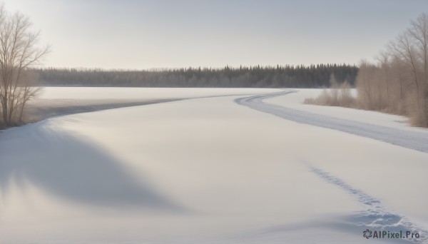 HQ,outdoors,sky,day,water,tree,no humans,shadow,beach,nature,scenery,snow,forest,mountain,road,winter,bare tree,landscape,footprints,cloud,blurry,grass,reflection,lake,fog,shore