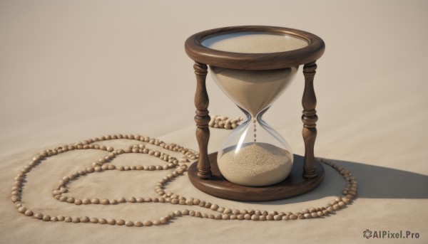 simple background,no humans,shadow,scenery,brown background,sand,still life,desert,shell,brown theme,hourglass