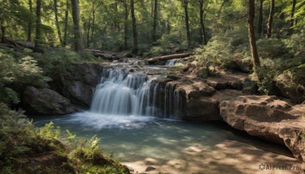 A stunning view of a waterfall in day