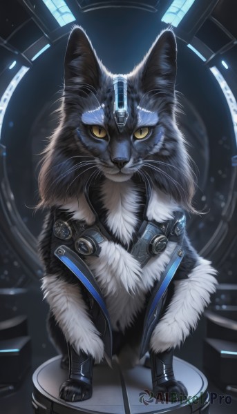 A cat showcased in a tranquil dynamic scene