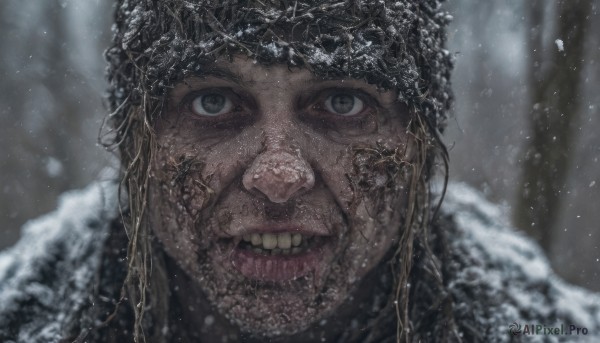Snowy outdoors brought to life with a dynamic male