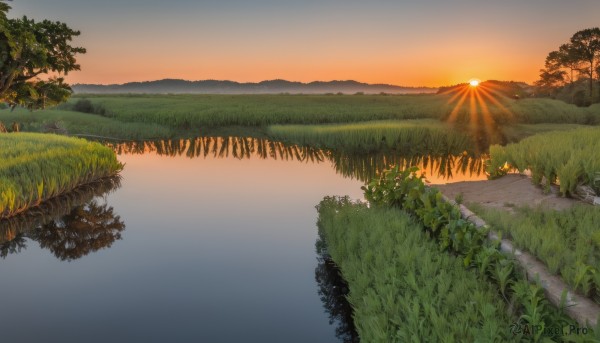 The wonder of a landscape in a bold sunset outdoors