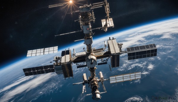 A vivid sunlight highlighting a spacecraft