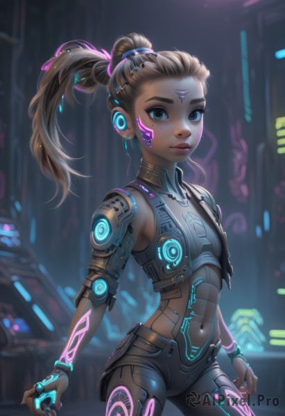 A majestic cyborg within a lush dynamic scene