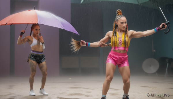 The timeless beauty of a female in a tranquil rainy outdoors
