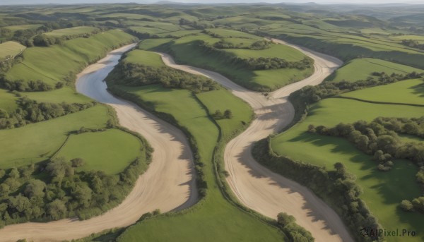 A idyllic landscape within a lush day