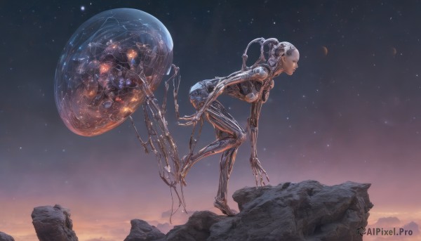 A refreshing image of a cyborg in moon