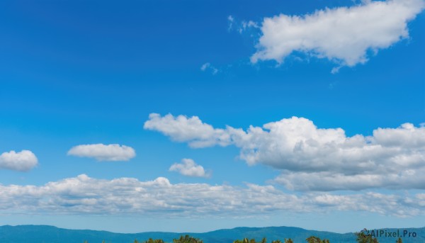 outdoors,sky,day,cloud,tree,blue sky,no humans,cloudy sky,grass,nature,scenery,forest,blue theme,mountain,summer,landscape,mountainous horizon,hill,horizon,field