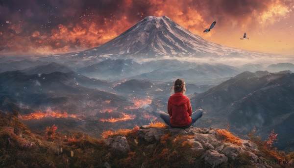 The allure of a female in a majestic outdoors