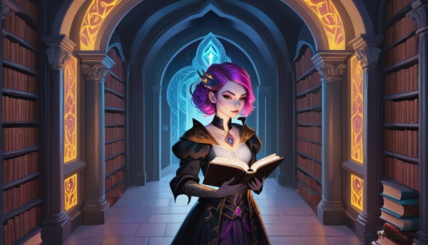 A female surrounded by a serene dynamic scene