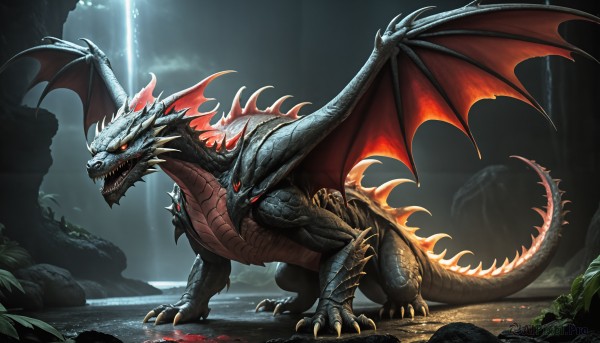The elegance of a monster in a idyllic fiery outdoors