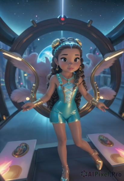 A breathtaking view of a child in night sky
