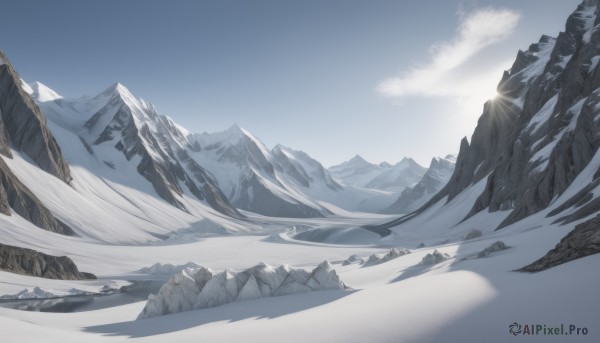 The charm of a landscape in a tranquil snowy day
