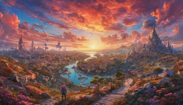 A stunning view of a male in sunset outdoors