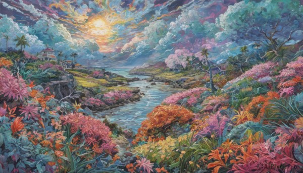 A landscape in the heart of a beautiful sunset day