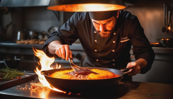 Image of a male in a fresh fiery dynamic scene