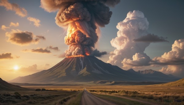 A landscape surrounded by a captivating sunset day