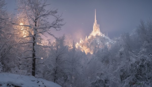 The charm of a landscape in a bold snowy outdoors