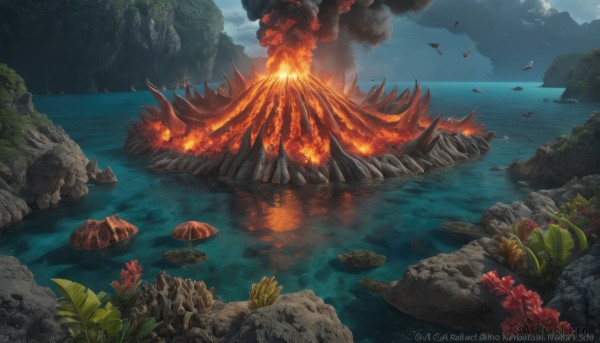 A breathtaking view of a monster in fiery day