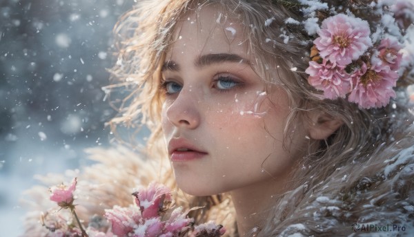 Image of a female in a vibrant snowy snow