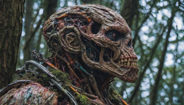 A alien framed by the beauty of a lush tree