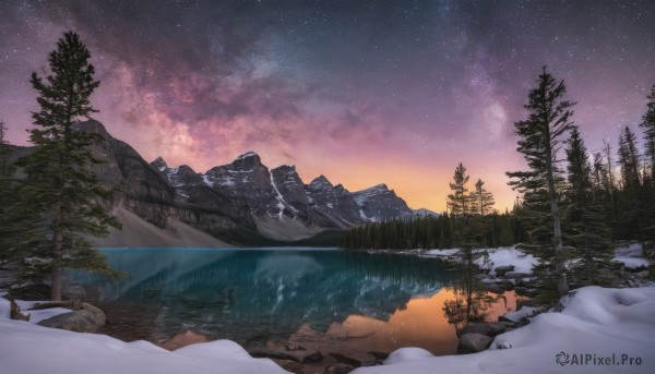 A landscape in a picturesque snowy outdoors