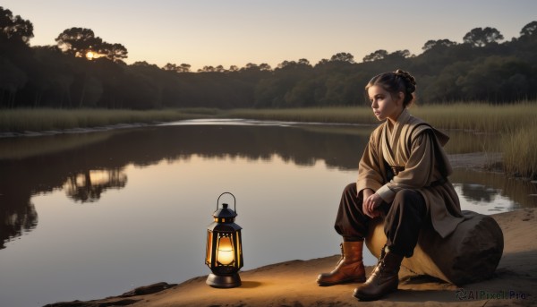 The elegance of a male in a idyllic sunset outdoors