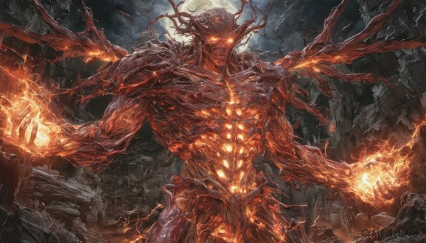 A magnificent male within fiery outdoors