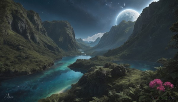The majestic beauty of a landscape set within a calm outdoors