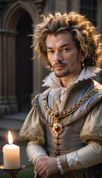 The serene presence of a male in a peaceful fiery dynamic scene