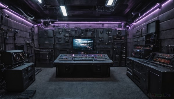 indoors,no humans,window,scenery,science fiction,realistic,cable,space,computer,monitor,planet,spacecraft,speaker,signature,english text,machinery,cockpit,screen