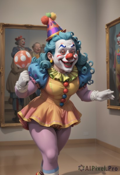 A striking dynamic scene featuring the elegance of a clown