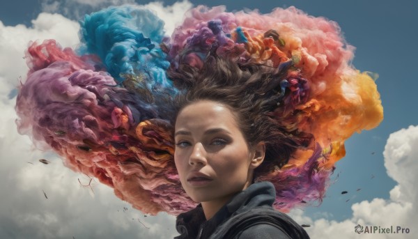 The timeless beauty of a female in a picturesque cloud
