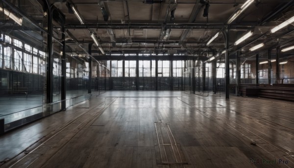 day,artist name,indoors,no humans,window,chair,sunlight,scenery,reflection,light rays,wooden floor,stairs,door,light,sunbeam,ceiling,hallway,ceiling light,reflective floor,signature,train station