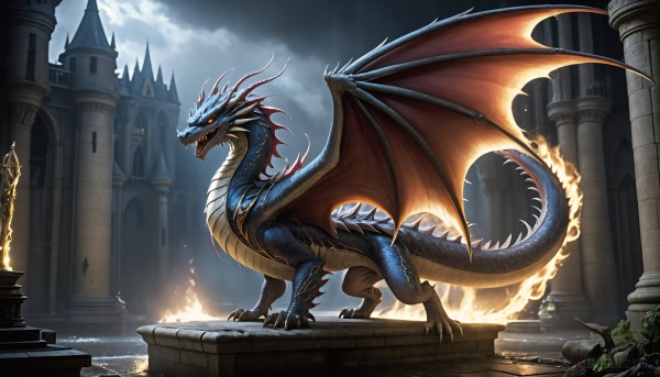 The timeless beauty of a monster in a tranquil fiery outdoors
