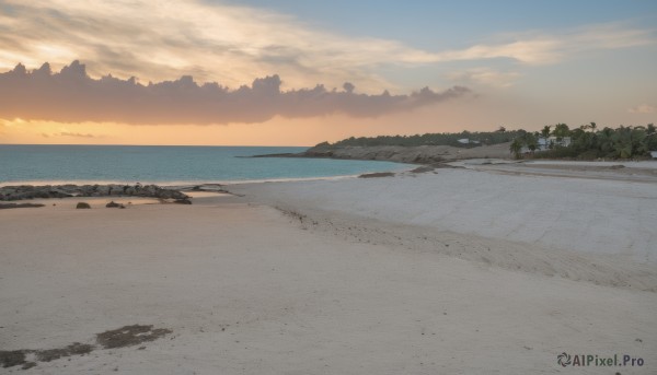 outdoors,sky,cloud,water,tree,no humans,shadow,ocean,beach,cloudy sky,scenery,sunset,sand,horizon,road,evening,landscape,shore,orange sky,day,nature,waves