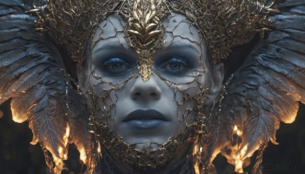 The wonder of a female in a bold fiery dynamic scene