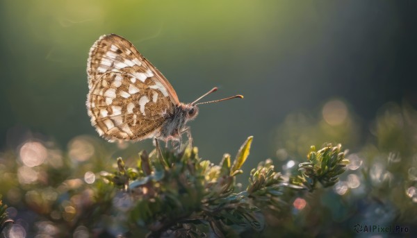 outdoors, wings, blurry, depth of field, blurry background, bug, scenery