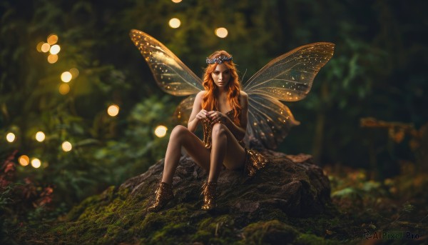 A peaceful outdoors with a female
