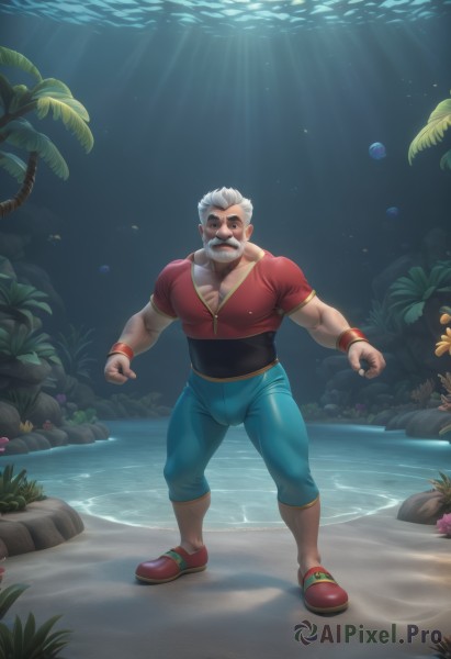 A male captured in a tranquil ocean