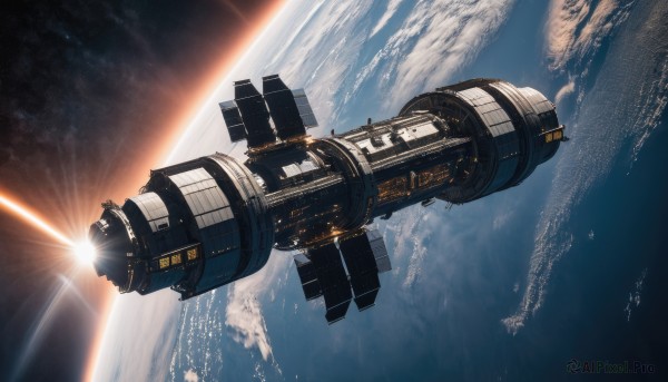 A spacecraft set against the backdrop of a breathtaking scenery