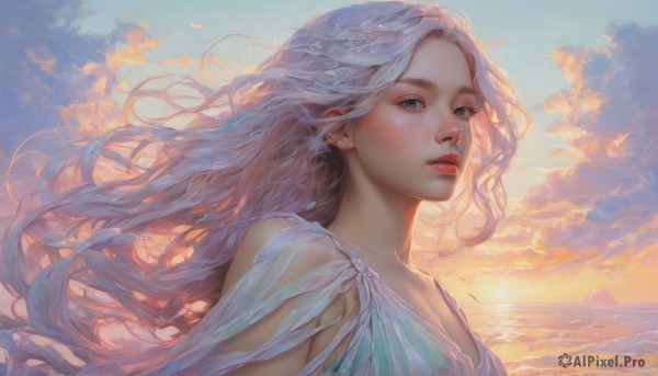 A majestic image of a female in sunset day