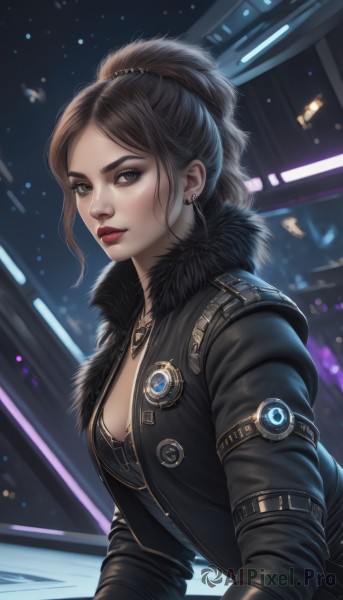 A female set against the backdrop of a serene dynamic scene
