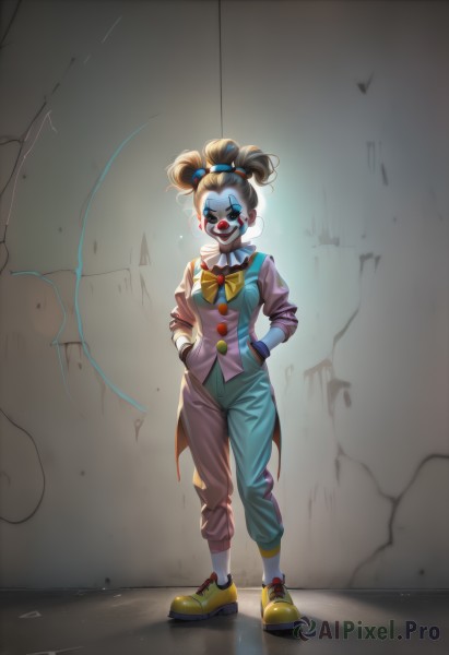 A tranquil dynamic scene showcasing a clown